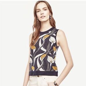 Ann Taylor Floral Sleeveless Knit Top